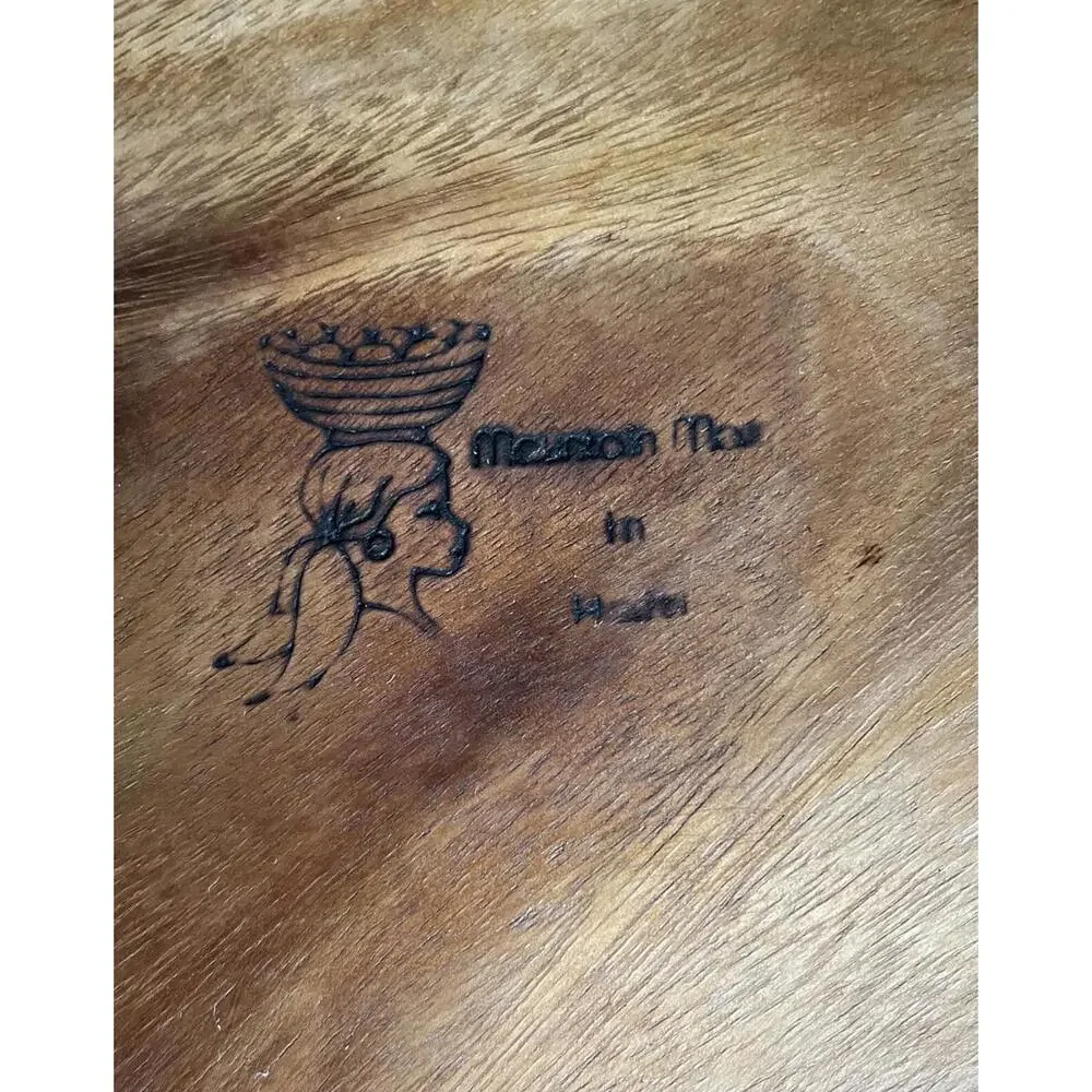 Made in Haiti Vintage“Mountain Maid” Teak Wood Wooden Cutting Board 12” x 11”